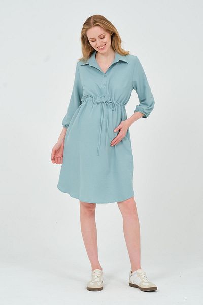 BUSA فستان متوسط الطول بأكمام وخصر ضعيف للحوامل من Mintgreen