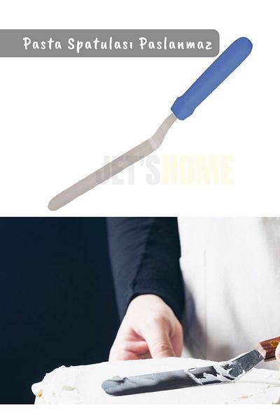 Jet's Home Stainless Curved Cake and Cream Spatula - Steel, Medium Size 38 cm