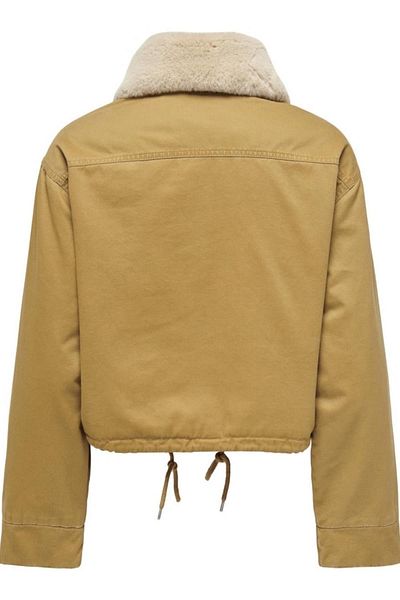 ONLY Onlvics Beige Canvas Parka Jacket - Otw 15325947