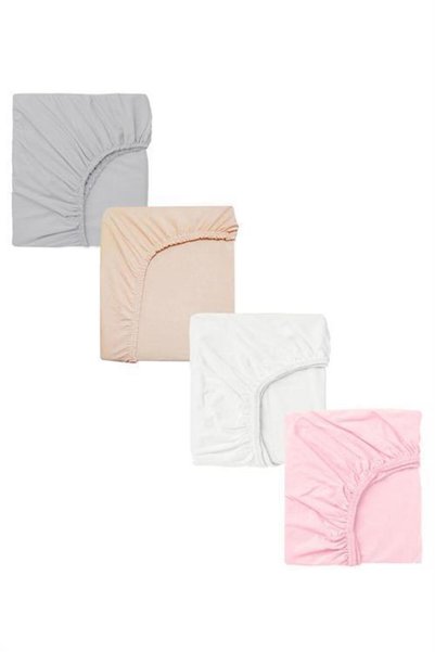 COTENCONCEPT 4 Adet 50 x 90 + 10 cm Anne Yanı Lastikli Penye Kumaş Bebek Çarşafı