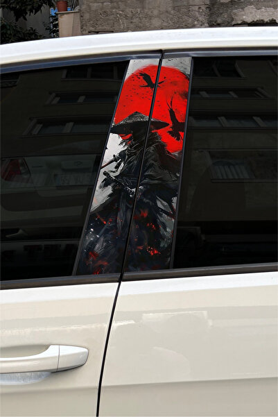 Quart Aksesuar Samuray Araç Kapı Direk Kaplama Folyosu Desenli Sticker 22x50 Cm 2 Adet