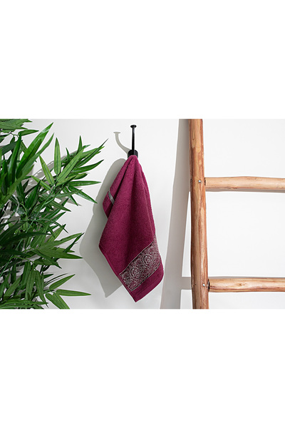 Home Sweet Home ŞAL DESEN BORDÜRLÜ HAVLU 30X50cm MÜRDÜM