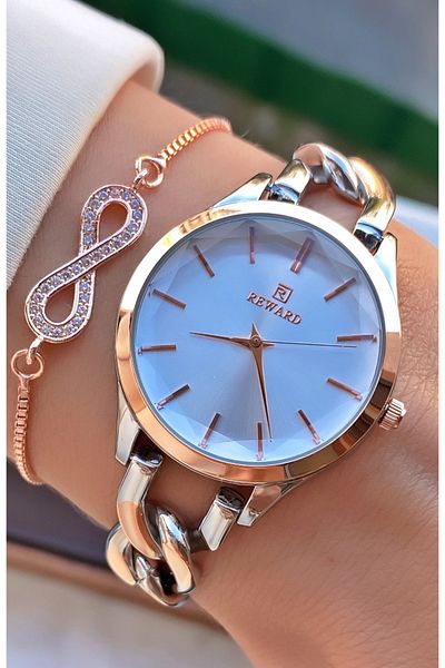 Reward Brand Rose Silver Color Steel Cord Women's Wristwatch - Bracelet