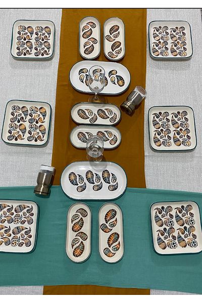 MTD SERAMİK Dream Pattern Luxury Breakfast Set for 6 People 14 Pieces
