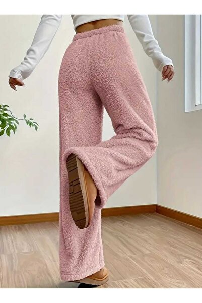 Es Sport Peluş  alt Eşofman Sonbahar ve Kış için Rahat Lastikli Bel,Sıcak Pantolon, Kadın