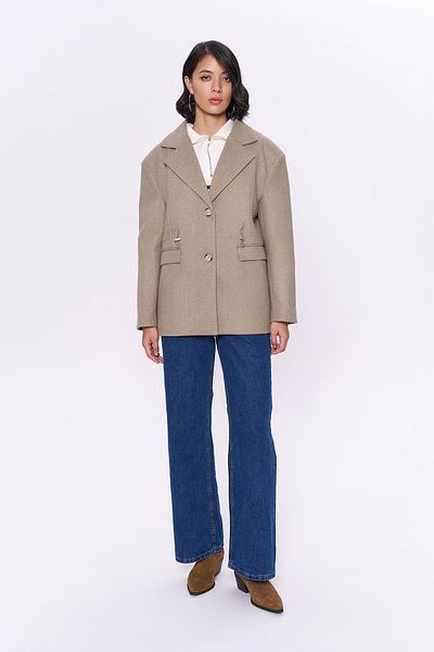 Quzu Elastic Waist Stamped Blazer Jacket