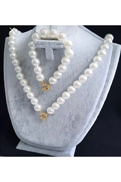 Newelry Bijuteri Gemici Kilit İnci Kolye Bileklik Takım