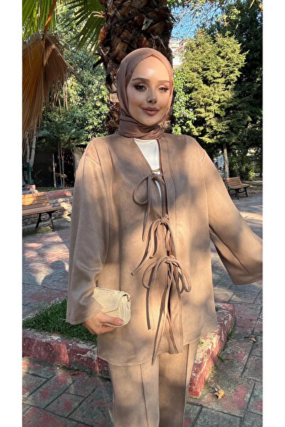 Hasenna PTKM016 Ceketi Bağlamalı Süet Takım