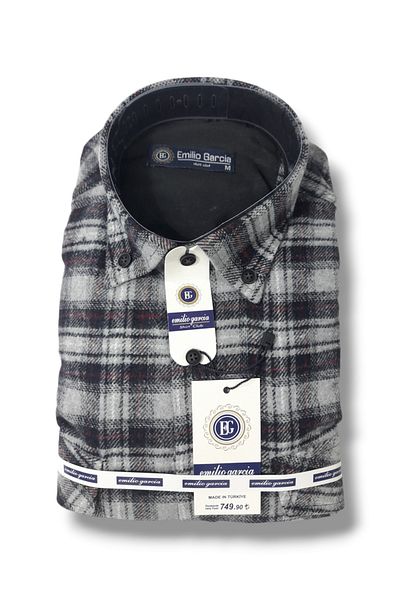 Emilio GARCİA Men's Lumberjack Shirt Thick Winter Double Pocket Buttoned