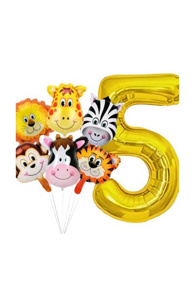 CANSIN 5 Year Old Safari Foil Balloon Set
