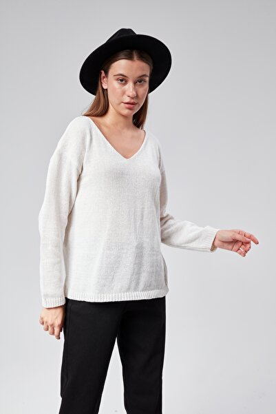 MA ananas Жіноча блуза з V-подібним вирізом та трикотажною обробкою