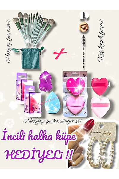 hbtasarim 18 Parça Makyaj Fırça Seti Makyaj Süngeri Ve Fırça Seti