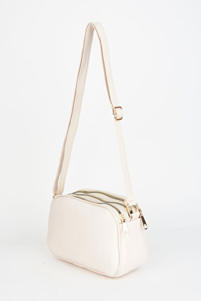 Vivaq Geantă de mână și geantă de umăr pentru femei, cremă, cu 4 compartimente, din piele artificială, cu închidere cu fermoar