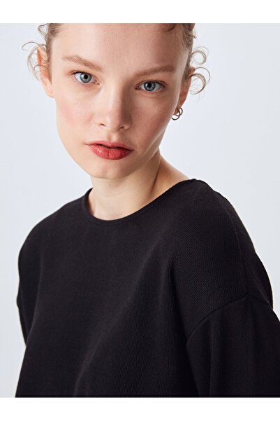 Ltb Μαύρο φούτερ με στρογγυλή λαιμόκοψη