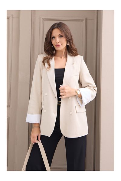 Elif Özbey Butik Stone Sleeve Cuffed Jacket