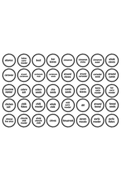 TELLGRAF ملصق برطمان توابل شفاف إنجليزي (3x3 سم 40 قطعة)