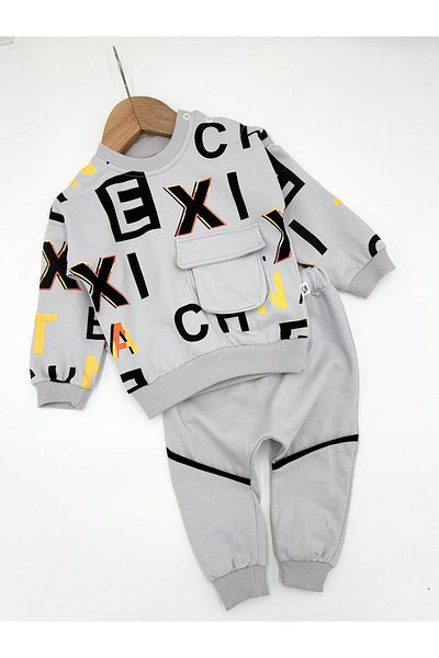 VEGAMOD Letter Printed Long Sleeve Seasonal 3-24 Month Top and Bottom Set for Baby Boy