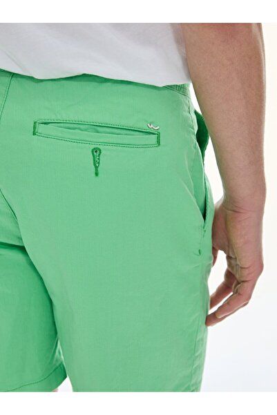 Ltb Buttoned Basic Gabardine Green Shorts