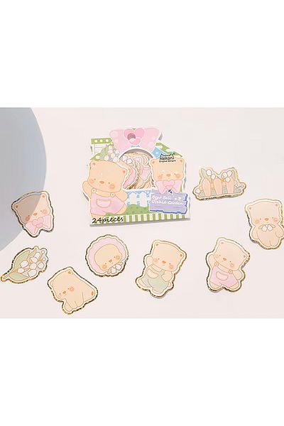 GUGUK 24 Pieces Sweet Bears Themed Sticker Set - Bullet Journal (Ggk-Zt001)