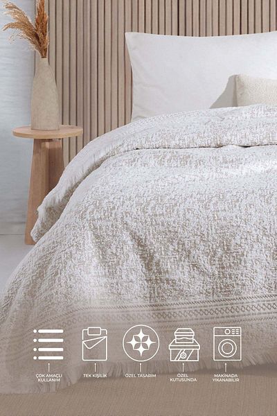Elart Ecru Single Harmony Blanket - 170X240 cm