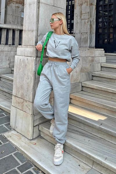 vladivosto Φούτερ 2 νημάτων μαύρο γκρι Oversize Φούτερ Battal Fit Plus Size Λαστιχένιο ψηλόμεσο