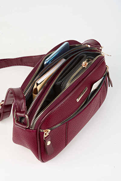 Vivaq Women's Squirrel Claret Red 4 Compartment Faux Leather Medium Size Zipper Closure Handbag and Shoulder Bag