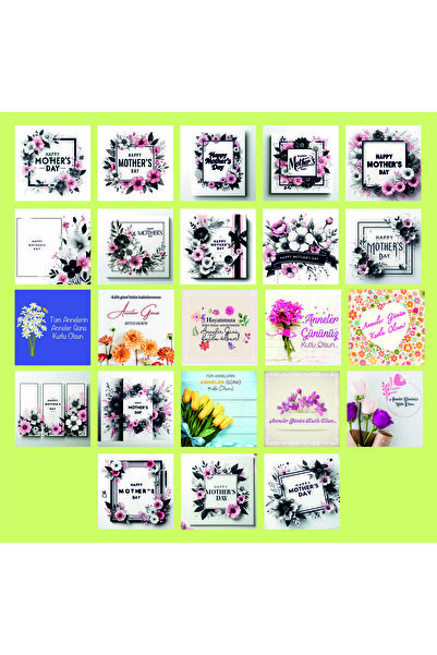 TELLGRAF مجموعة بطاقات بريدية تحت عنوان عيد الأم (10x10 سم 23 قطعة)