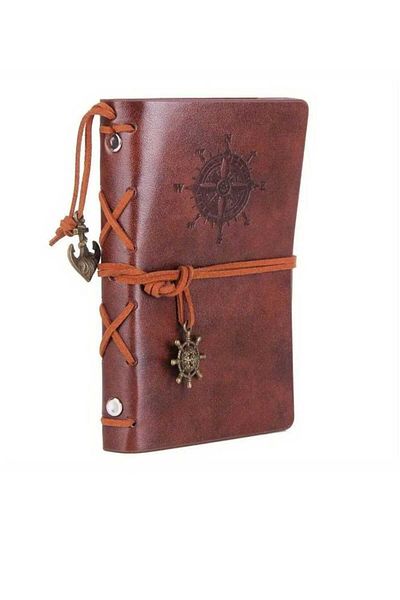 MRShopping كتاب MR Nautical الكلاسيكي بغطاء من جلد البولي يوريثان، قلادة ريترو، تصميم مخصص، جدول أعمال الهدايا