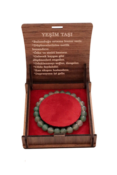 taru pasaj "سوار مصنوع يدويًا من حجر اليشم مقاس 8 مم - هدية خاصة للسلام والتو...