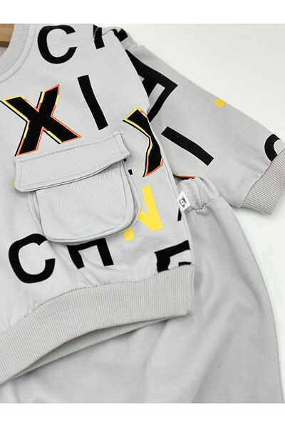 VEGAMOD Letter Printed Long Sleeve Seasonal 3-24 Month Top and Bottom Set for Baby Boy