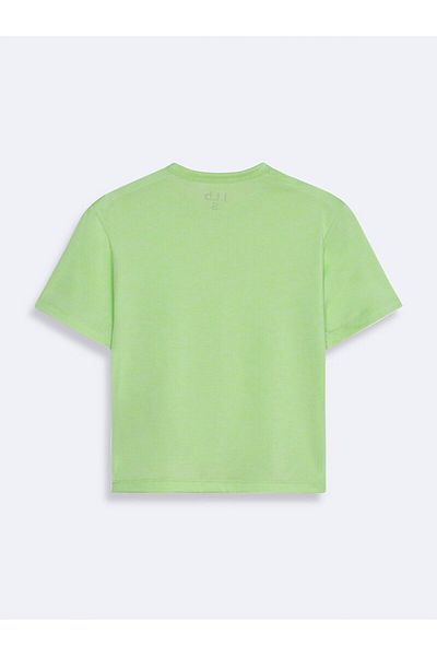 Ltb Tricou verde obișnuit cu mânecă scurtă cu decolteu
