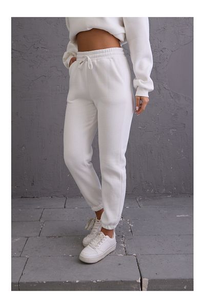 Elif Özbey Butik Λευκή φόρμα Jogger με κορδόνια