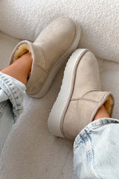 Shoebutik Μάφιν Μπεζ Μπότες