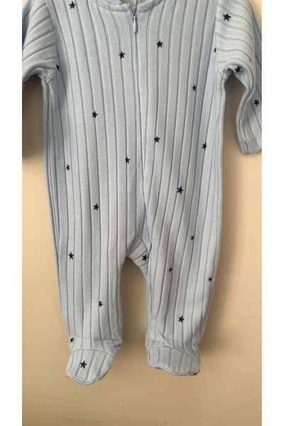 Cassiope Star Patterned Blue Booties Jumpsuit for Baby Boy