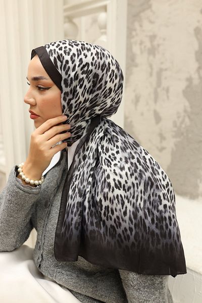 Silk Home Soft Black Leopard Pattern Shawl - 70017-03