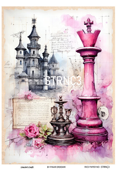 LİNEART ورق تزيين نحاسي من سلسلة الشطرنج مقاس 29 × 42 سم رقم: STRNÇ3