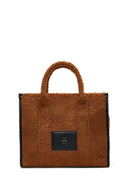 Derimod Women's Tan Long Strap Plush Handbag 24Wbd2901Ph