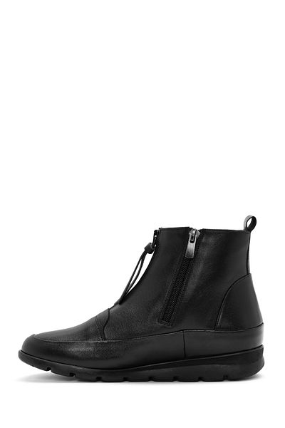 Derimod Women's Black Zippered Leather Comfort Boots 24Wfd 413918