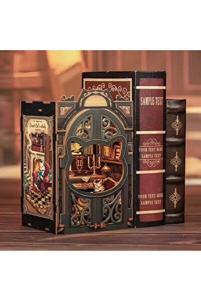 CUTEBEE Count Cat Study - CUTEBEE Book Nook DIY Sihirli Kütüphane Kiti (SD03B-AMZ01)