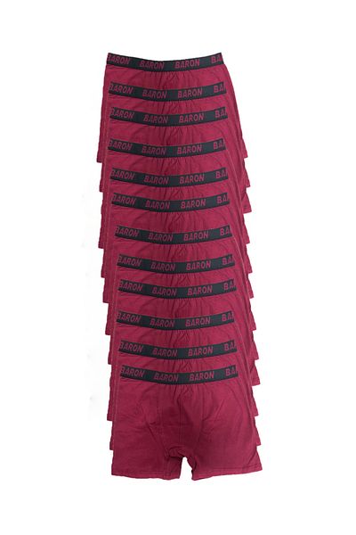SİERNA 12 Pieces Economical Lycra Boxer Short Claret Red Srn-002060