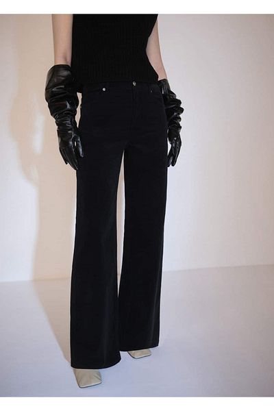 MANGO Woman Wideleg Corduroy Jean Trousers