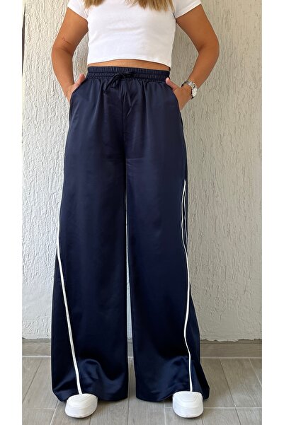 GÖKKUŞAĞITEX Kadın Saten Bol Paça Şık Eşofman Pantolon