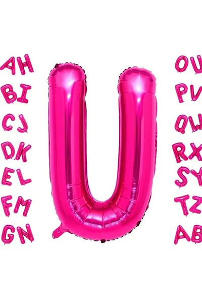 DÜVENCİ TİCARET Fuchsia Letter Foil Balloon 16 Inch 36 cm