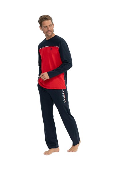 U.S. Polo Assn. U.S. Polo Assn. Erkek Kırmızı Yuvarlak Yaka Pijama Takımı