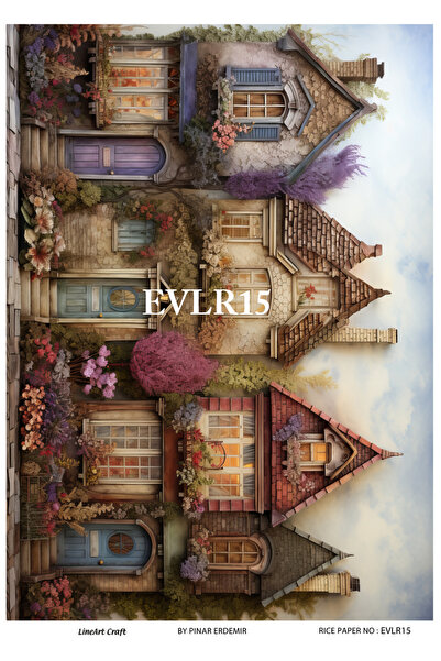 LİNEART Evler Serisi Pirinc Dekopaj Kagıdı  29X42cm No:EVLR15