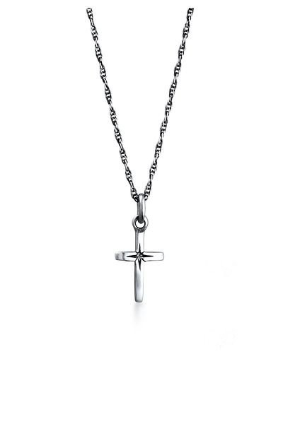 KUZZOI Halskette Kreuz Anhänger 925 Sterling Silber oxidiert