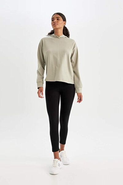 DeFacto Z6327 Fit Siyah Yüksek Bel Beli Saran Pamuklu Basic Sporcu Tayt