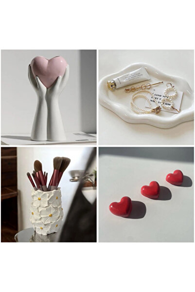 gözde hobi Gözdehobi 4’lü Set 4 Adet Sevgiliye Özel Kalp Vazo Buzdolabı Magne...