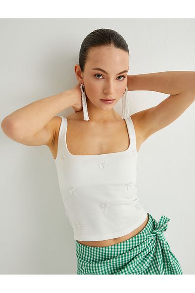 Koton New Season Koton X Sibil Çetinkaya - Bow Sleeveless Undershirt
