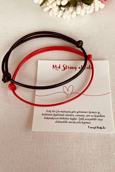 Concept HuBuTU Set of 2 Women's Men's Red Black Rope Infinity Bracelet